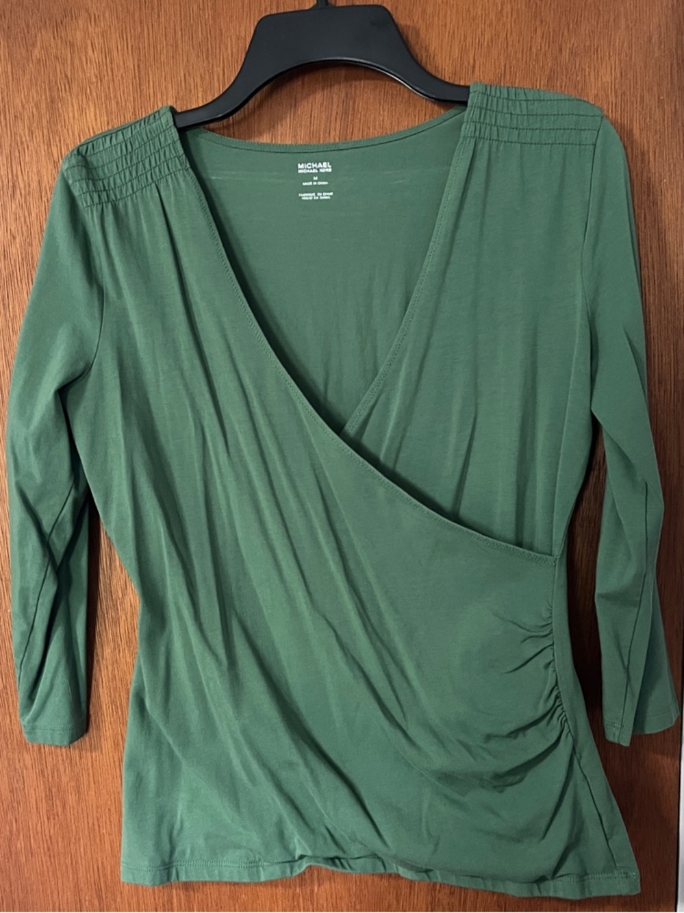 Michael Kors Olive Green Wrap-Style Women's Blouse